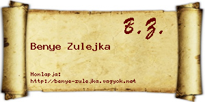 Benye Zulejka névjegykártya